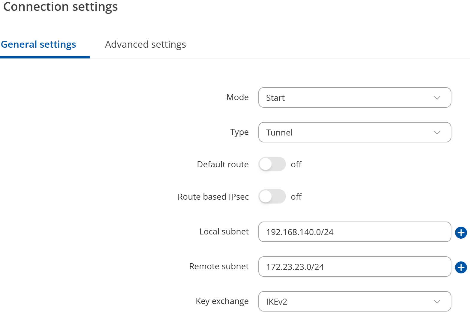 TELTONIKA IPSec Connection settings